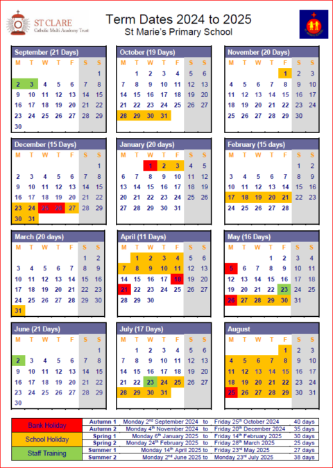 Term Dates – St Marie's School